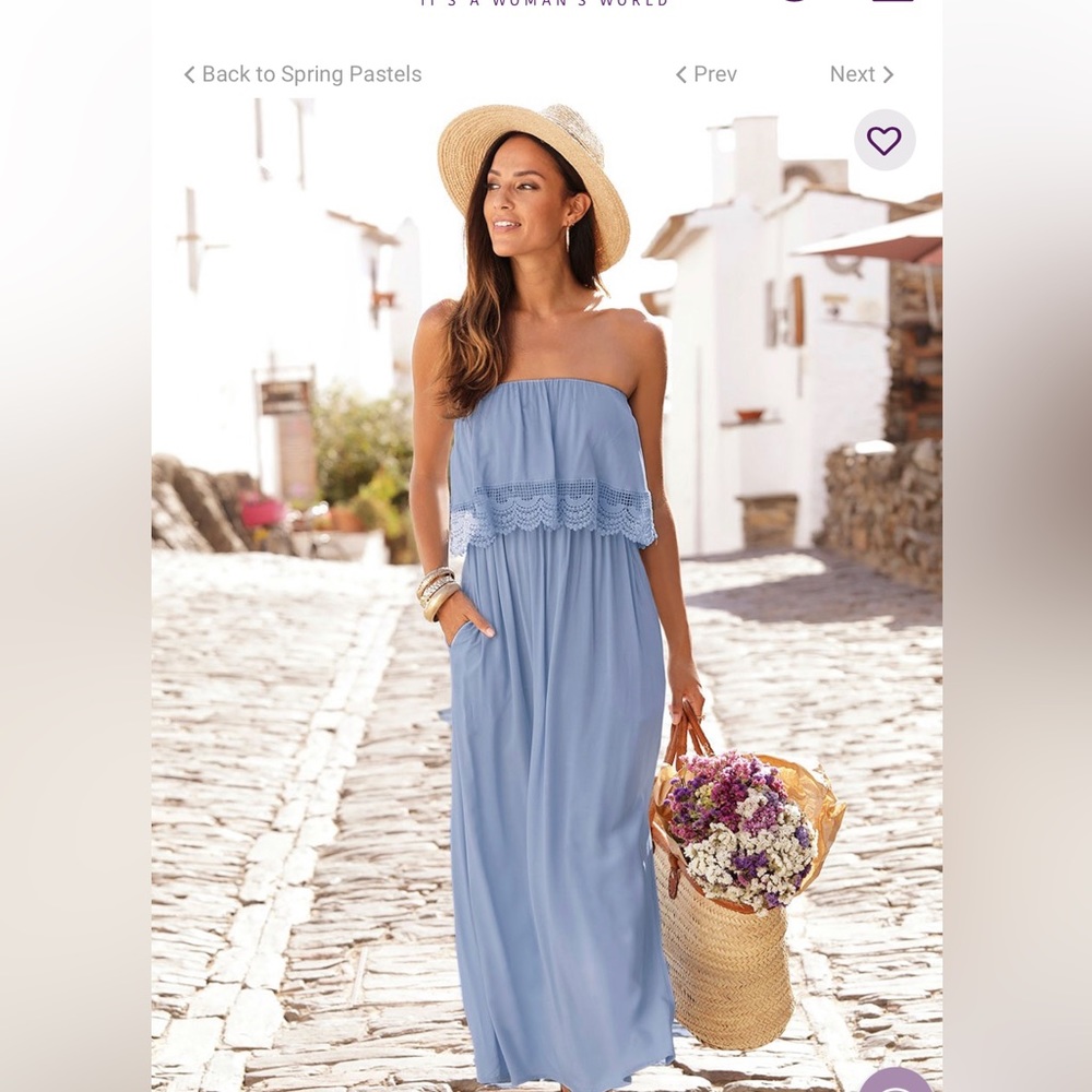 Lascana- BRAND NEW, Flounce bandeau maxi dress